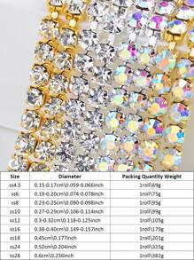 SS4.5 SS6 SS8 SS10 SS12 SS16 SS18 Crystal AB Rhinestone Cup Chain Sew On Gold Dense Glass Strass Chain Trim For Garment Accessories Jewelry Making - Gold AB Stones - View 4