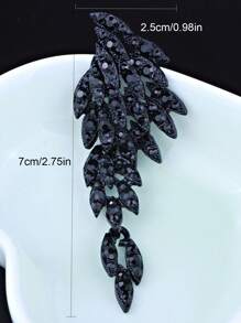 1 Pair Retro Black Rhinestone Angel Wings Design Earrings, Suitable For Women's Wedding, Party Dress Accessories