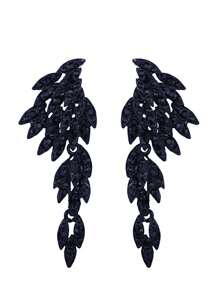 1 Pair Retro Black Rhinestone Angel Wings Design Earrings, Suitable For Women's Wedding, Party Dress Accessories