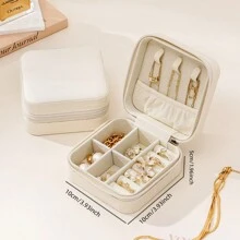 CASEGRACE 1pc PU Leather Square Jewelry Box Organizer Portable Necklace Ring Jewellery Storage Case For Valentine's Day Gift Back To School