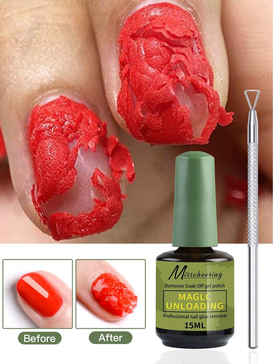 2入組指甲卸甲劑與卸甲工具，快速輕鬆地卸掉凝膠指甲和聚膠指甲，方便快捷，不傷指甲的指甲油卸除劑 - 彩色 - 查看 1