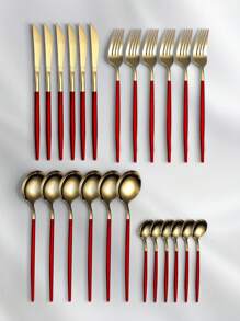 4/24 Piece 4/24-Piece Rainbow/Black/Gold Stainless Steel Colored Tableware Set With Silverware, Mirror Polished Spoon And Fork Set - Portuguese Cutlery Set - View 14