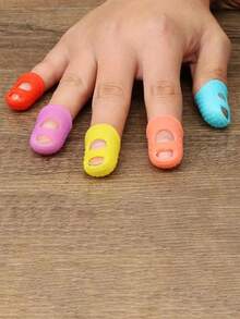 5 piezas Dedales de silicona multifuncionales, funda protectora transpirable con orificios para los dedos accesorios para manualidades de costura DIY - Multicolor - Ver 4