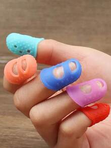 5 piezas Dedales de silicona multifuncionales, funda protectora transpirable con orificios para los dedos accesorios para manualidades de costura DIY - Multicolor - Ver 2
