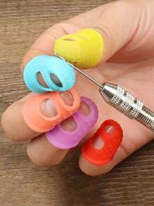 5 piezas Dedales de silicona multifuncionales, funda protectora transpirable con orificios para los dedos accesorios para manualidades de costura DIY - Multicolor - Ver 5