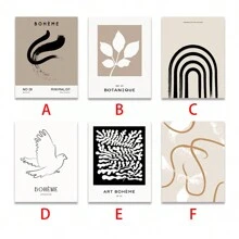 1 pieza Pintura impresa en lienzo, paloma blanca con patrón de flor de tinta, estilo minimalista moderno, beige/negro, arte de pared para la decoración de pasillo/corredor/dormitorio/sala de estar como fondo de sofá, sin marco, regalo perfecto, decoración del hogar, embalaje en tubo de PVC - Multicolor - Ver 23