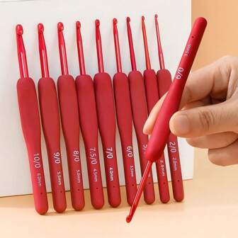 1/9入組人體工學鉤針套裝，矽膠鉤針，柔軟握把，DIY編織工具，適用於毛線手工藝品的針織毛衣和圍巾，是編織愛好者的完美選擇。