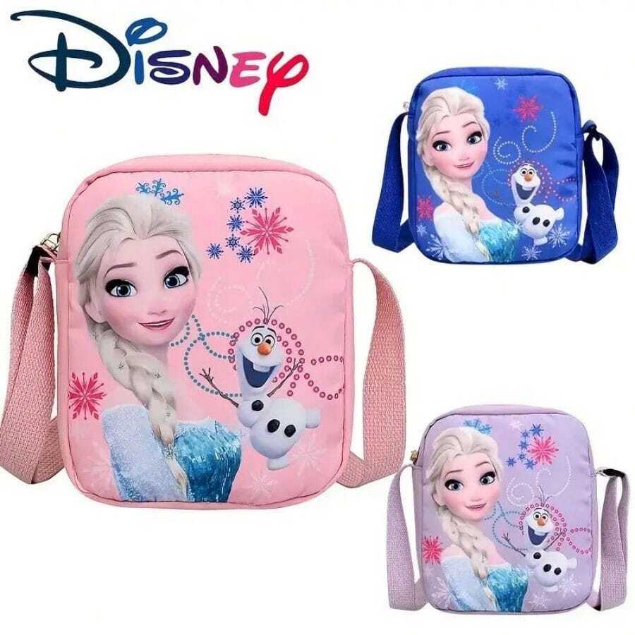 1入組正式授權Elsaed斜背肩袋，卡通動畫，丹寧公主錢包，時尚配件