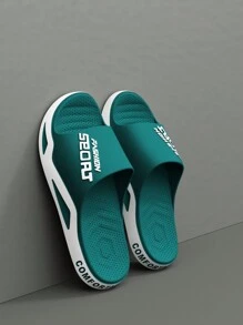 男士夏季拖鞋，時尚且不含異味，適用於戶外、家庭、浴室，防滑，適用於臥室、客廳，女士平底拖鞋 - 綠色 - 查看 2