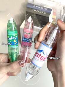 1pc Push-Type Correction Tape With Replaceable Refill, Small Sized Cartoon Design, High Capacity, Suitable For Students Back To School