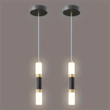 1/2/3 件装现代厨房岛 LED 迷你吊灯，黑色/金色单头吊灯适用于卧室床头柜 - 多件 - 查看 7