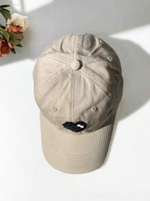 1 Stück Unisex moderne sonnenschützende Baseballmütze mit Herz Stickerei, geeignet für Straße, Reisen, Strandurlaub, tägliches Leben - Khaki - Übersicht 3