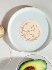 宝宝每月成长里程碑纪念盘，双面摄影道具，宝宝成长及孕期成长记录卡，1-12个月，中性礼品，经典草书木质圆盘，适合婴儿派对、家居装饰、复活节礼物，男女宝宝均适用