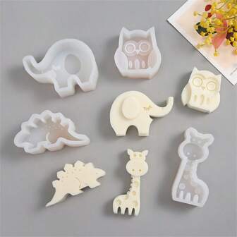 1 件猫头鹰、大象、长颈鹿、恐龙香薰蜡烛模具，DIY 动物扩散器石石膏硅胶模具