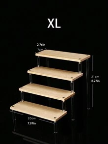 1pc DIY Wooden Board Acrylic Combination Spice Rack For Kitchen Storage, Display, Mineral Stone Model, Makeup Organizer, Party Dessert Cake Stand, Jewelry & Cosmetics Shelf, Clear Wooden Board With Self-Assembly Design - Multicolor - View 10