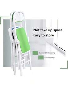 1 Pieza Silla Plegable Acolchada Tapizada de Niñ@s, Silla De Evento para Dormitorio De Niñ@s Sillas Plegables, Asiento De Comedor Acolchado Portátil Sin Brazos para Sala De Estar Interior y Comedor, - Verde - Ver 3