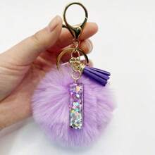1个，字母首字母钥匙扣，可爱毛绒球钥匙链，可挂在包包、背包、汽车上，是送给女性女孩的礼物，也是钱包和手提包的配饰，带流苏，字母首字母A-Y