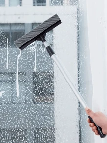 1pc, Glass Cleaning Artifact, Kitchen Household Double-Sided Window Cleaner, High-Rise Window Cleaning Tool, Telescopic Aluminum Rod Glass Scraper, Easy To Use - Multicolor - View 1