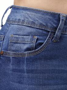 Jeans Ajustados De Mezclilla Mujer Tiro Alto Dama, Diseño Desgastado, Tipo Skinny - Azul lavado medio - Ver 7
