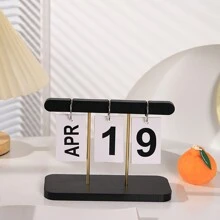 1pc Simple Art Style Calendar, Nordic Style Wooden Desktop Calendar Creative Office/Home Decoration, For Living Room/Study Room - Multicolor - View 5