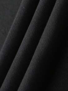 男士字母印花短裤，抽绳腰带，宽松版型，适合篮球、户外运动、夏季运动穿着，黑色 - 黑色 - 查看 6