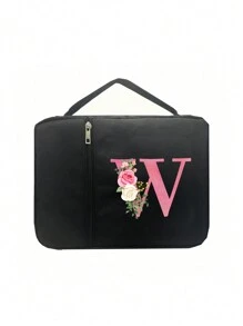 1 Stück Bibeltasche, Initialdruck, Bibelhülle, Bibelhalter, Trageorganizer, mit Reißverschluss und Taschen für Bibel in Standardgröße, für Bibelstudium, Cover für Bibel, Florale Bibelhülle mit Griff, Tasche für Bibel, perfekt für Bibelstudium von Erwachsenen Frauen Männern (schwarz) (Reißverschlussposition zufällig) - Schwarz - Übersicht 17