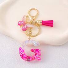 1pc Rose Red Initial Letter Keychain Pendant Resin Crystal Drops Glue Stone Letter Keychain Ribbon Butterfly Purse Backpack Accessories Souvenir Christmas Gift Ideas - Multicolor - View 21