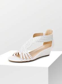 Women's Wedge Sandals Open Toe Rhinestone Fashion Comfortable For Party Wedding Dress Summer Shoes