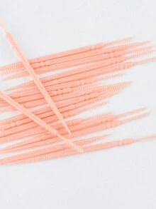 RANCAI 100支装塑料双头牙签软牙线棒牙缝刷牙线棒便携式口腔牙刷清洁工具 - 彩色 - 查看 2