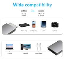 1入組USB C轉Micro B適配器，Micro B轉USB C 3.0硬盤傳輸線，適用於USB 3.0便攜式SSD、HDD鋁合金外殼，Type-C女轉MicroB USB3.0可旋轉連接器，附加於行動硬盤外殼上 - 灰色 - 查看 8