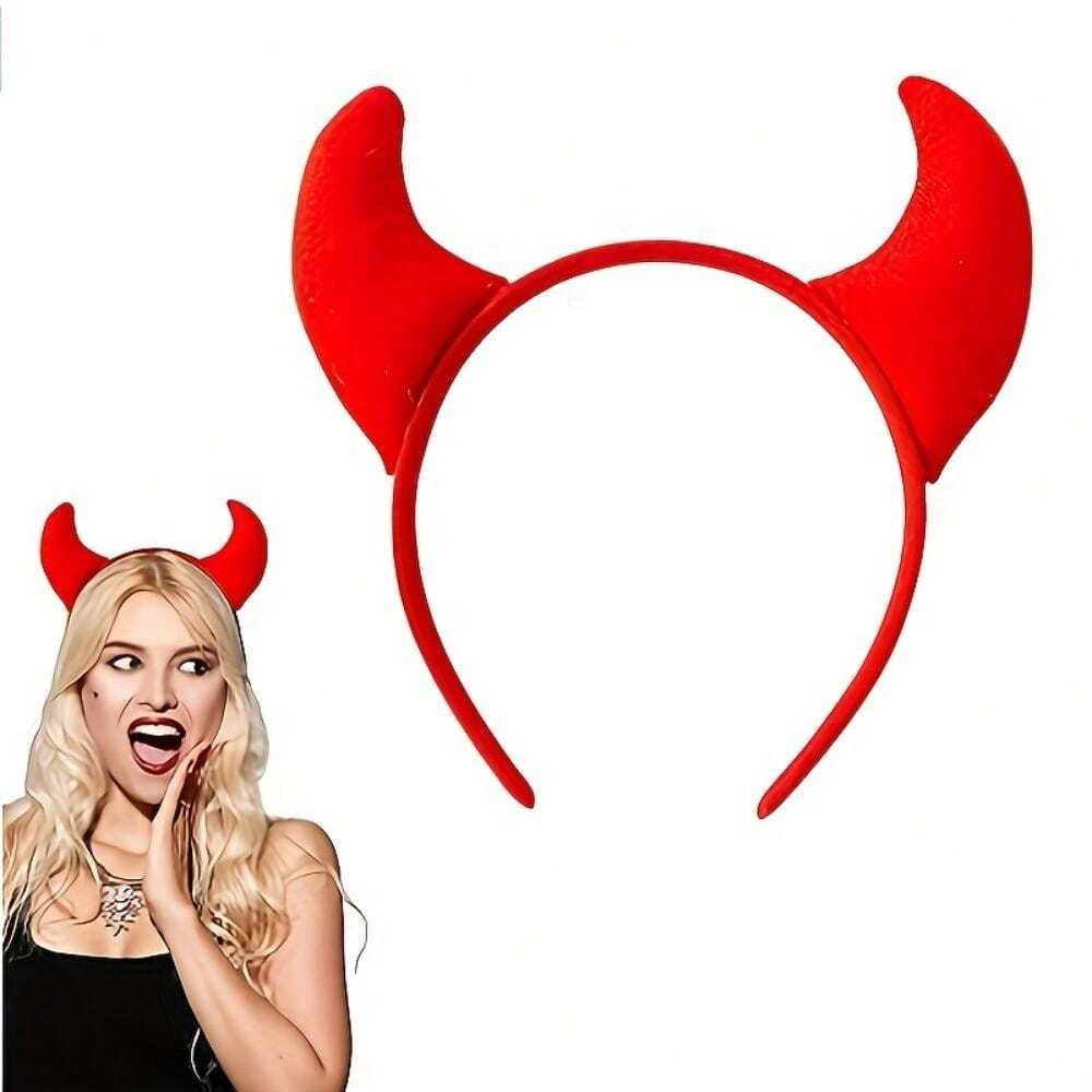 Diadema De Cuernos De Diablo Y Vaca – Rojo, Suave Y Cómoda Para Halloween, Mardi Gras Y Fiestas De Disfraces