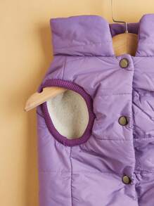 1pc Plain Color Winter Pet Padded Coat With Extra Padding, Windproof Outdoor Clothes For Large Dogs Like Golden Retriever - Purple - View 3