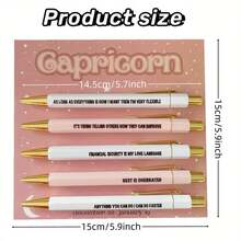 1 Set 12 Constellations Theme Retractable Ballpoint Pen, Various Colors Of Fun Pen, Black Ink 1.0mm Midpoint Quick Drying, Used For Writing Drawing Diary Notes, Birthday Office Gifts - Multicolor - View 2