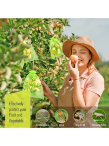10pcs Fruit Protection Bags, Fruit Tree Mesh Cover Net Bag, Plant Mesh Drawstring Bag For Fruits And Flowers - Green - View 6