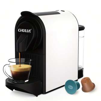 Máquina de espresso CHULUX Bafèstro, máquina de espresso mini de 20 bares con bomba italiana ODE para cápsulas originales, máquina de café de una sola taza para espresso y lungo para el hogar, un toque, 1400W