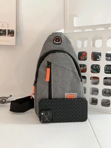 1入基本款交叉跨肩包運動尼龍字母腰包，多口袋間隔攜帶式吊帶包，可調帶臀包，拉鍊周末隨身旅行袋，適合男孩/青少年/大學生戶外/郊游/旅遊/體育場所 - 灰色 - 查看 4