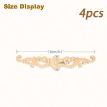 4 Pieces Wooden Carved Inlays For Drawers, Doors, Cupboards, Mirrors, Dressers, Fireplaces - Beige - View 9
