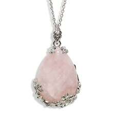 1件新款毛衣链泪滴形天然石玫瑰项链女士清新吊坠首饰礼品 - 水滴花邊吊墜 - 查看 15