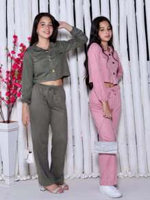 Young Girls Sets - 軍綠色 - 查看 2