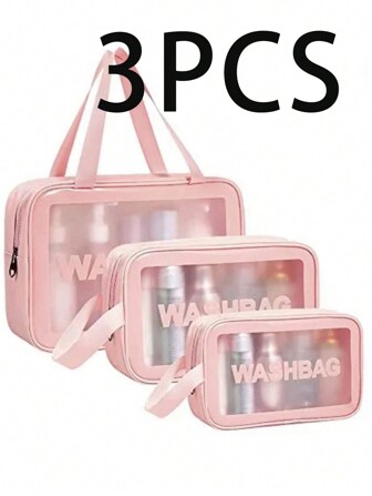 3 件/套大容量化妆包、化妆袋、化妆品收纳盒、PU 皮革防水化妆盒、盥洗包、旅行包、PU 皮包、通勤单肩包、秋冬手提包、纯色水桶包，适用于口红、刷子、护肤品、手机、硬币、小物品，适用于家庭、礼物、度假和节日万圣节圣诞节多功能用途，波西米亚风情