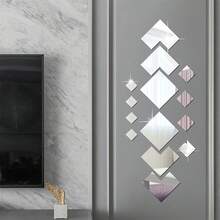 14片装DIY可移除镜面贴纸，亚克力镜面墙贴，适用于客厅、卧室、餐厅、办公室、健身房、咖啡厅等场所装饰。 - 銀色 - 查看 3