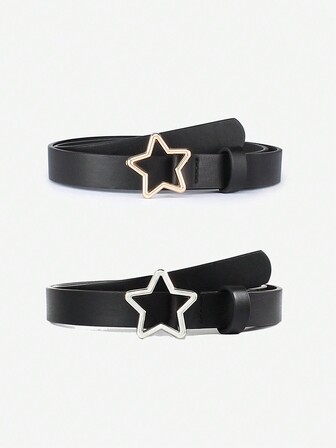 1 条儿童腰带，带星形扣，金色/银色扣