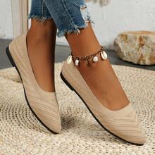 1 Paio Di Scarpe Casual Comode Con Punta Affusolata Per Le Donne - Albicocca - Visualizzare 2