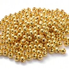 500入組4mm CCB圓珠塑料ABS電鍍金、電鍍銀種子珠，DIY手鏈、項鍊、耳環首飾製作材料配件 - 金黃色 - 查看 7