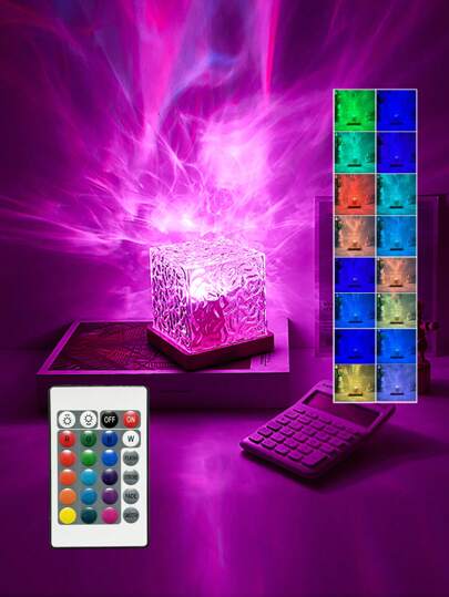 1 PC Projetor de ondulação de água / onda oceânica, projetor de luz noturna com controle remoto RGB Cores multicoloridas Modos de iluminação LED Lâmpada de decoração de parede para crianças Adultos Quarto Sala de estar Decorações de festa Decoração de Halloween / Decoração de quarto / Decoração de casa / Decoração de festa / Luzes de decoração de parede