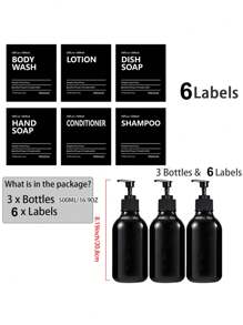 LEAPAIR 2/3 Peças Frasco Dispensador de Loção de 500ml/16.9oz com Bomba Dispensadora com Rótulos ou Suporte para Garrafa, Garrafas Recarregáveis de Shampoo e Condicionador, Frascos Dispensadores Apertáveis, Para Sabonete Líquido/Shampoo/Condicionador/Sabonete Líquido para as Mãos/Detergente Líquido/Loção, Dispensador de Armazenamento de Cozinha e Banheiro, Decoração de Banheiro Doméstico, Decoração de Outono, Volta às Aulas