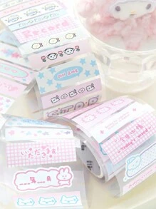 CANDY POETRY 1卷銅版紙模切廢膠帶，帶有每日中心標記，韓國風可愛手帳材料小貼紙，適用於裝飾筆記本、剪貼簿、廢物日記、手機殼、水瓶