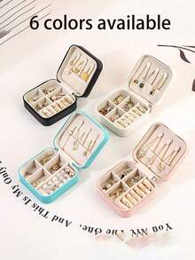 1入組珠寶收納盒化妝品展示架，口紅、手錶、耳環、項鍊、戒指和其他配件的便攜旅行收納盒，完美禮物 - 彩色 - 查看 8