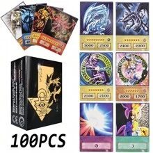 100PCS Flash Card Japanese Different Anime Style Card Dueling Monsters Dark Magician DIY Game Collection Cards Toys - Black - View 2
