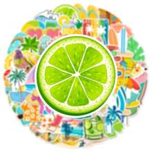 50/150 张夏季海滩度假贴纸套装，乙烯基材质，自粘式，适用于吉他放大器、行李箱、手机和平板电脑、水瓶、礼品包装、户外音乐节、啤酒节、巴黎夏季及其他场合。 - 彩色 - 查看 7